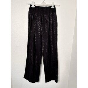 ELAN Women's Shimmer Black Pants with Smocked Waistband Size Small
